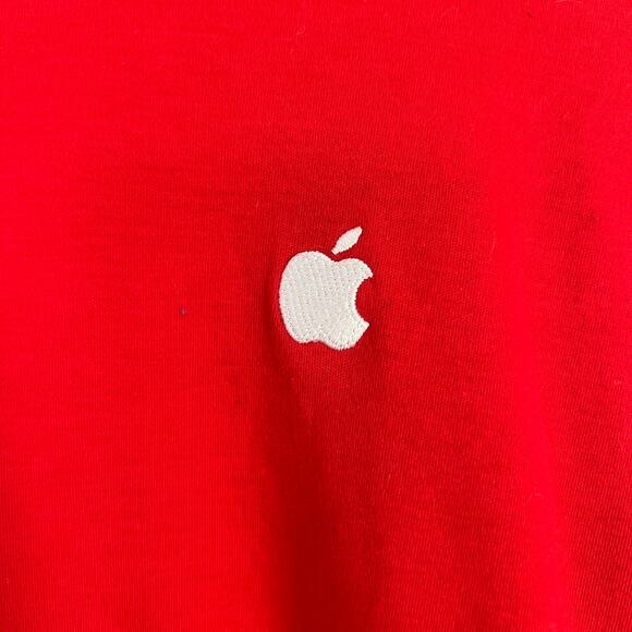 APPLE STORE Shirt Lot of 2 Men's Red Mac Employee Uniform Long Sleeve Tee Size L - Picture 7 of 13